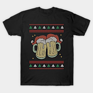 Frothy Festivities: Toasting Beers with Santa Hats T-Shirt